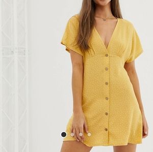 Pull&Bear Yellow Summer Dress w/ Button Detail